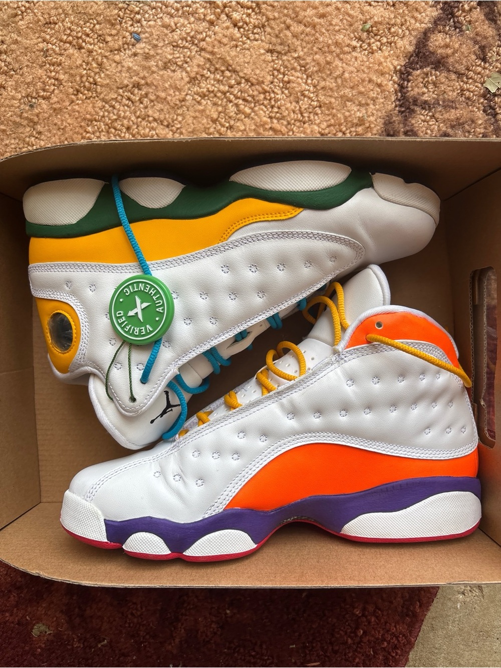 Kids White Multicolor Retro Basketball Sneakers. Jordan play ground